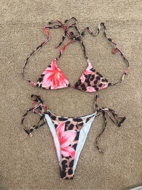 Leopard & floral print bikini never worn